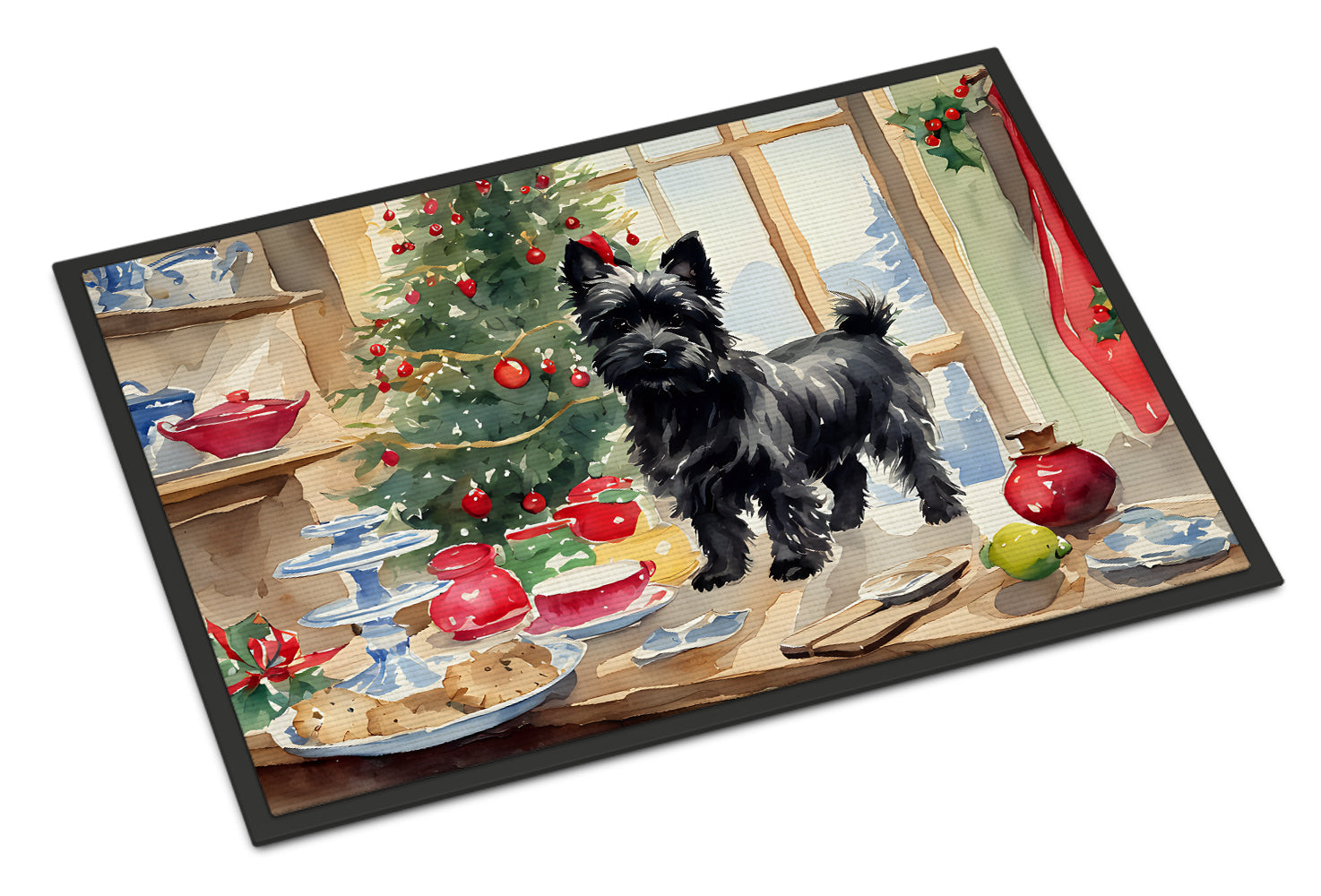 Cairn Terrier Christmas Cookies Doormat Indoor Outdoor 18H X 27W Front Door Mat Rugs for Entryway, Non Slip Washable