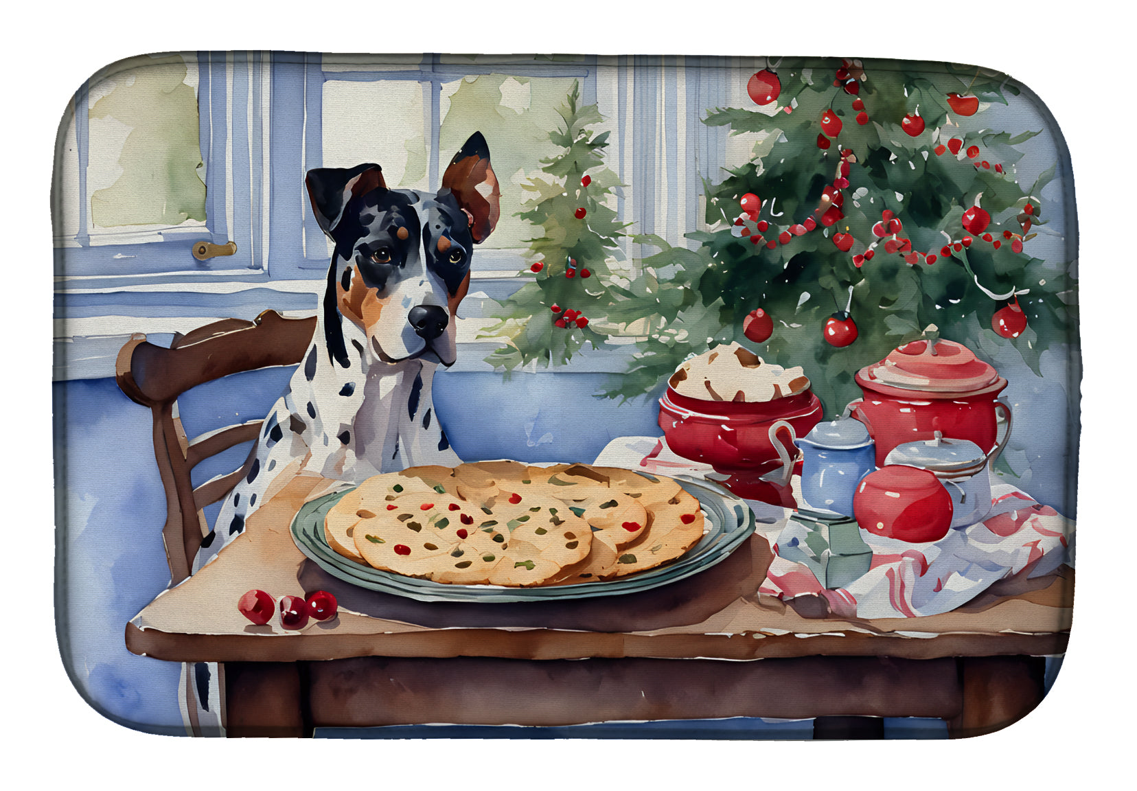 Catahoula Christmas Cookies Dish Drying Mat Absorbent Dish Drying Mat Pad for Kitchen Counter Dish Drainer Mat for Countertop, 14 x 21", Multicolor