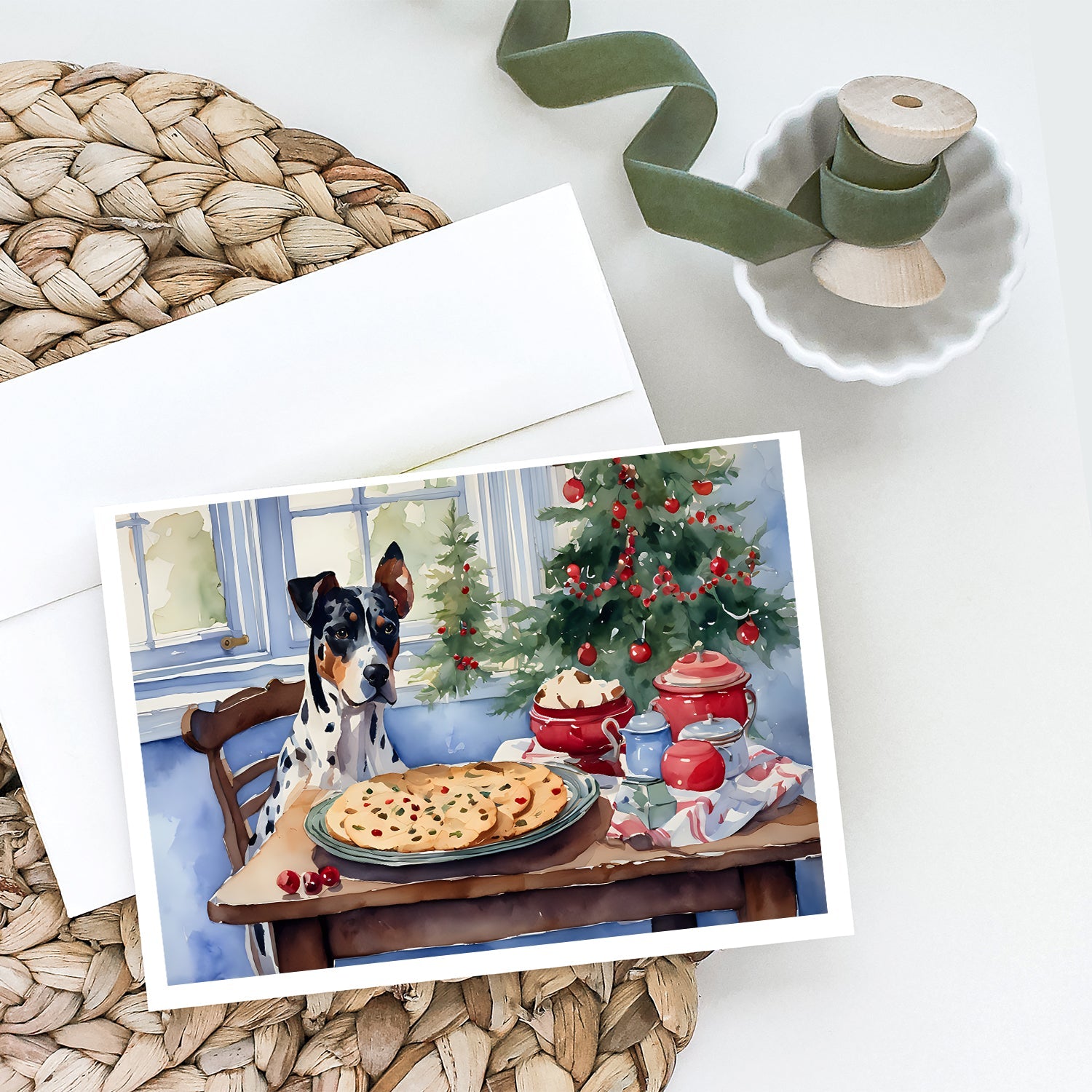 Catahoula Christmas Cookies Greeting Cards Pack of 8 Blank Cards with Envelopes Whimsical A7 Size 5x7