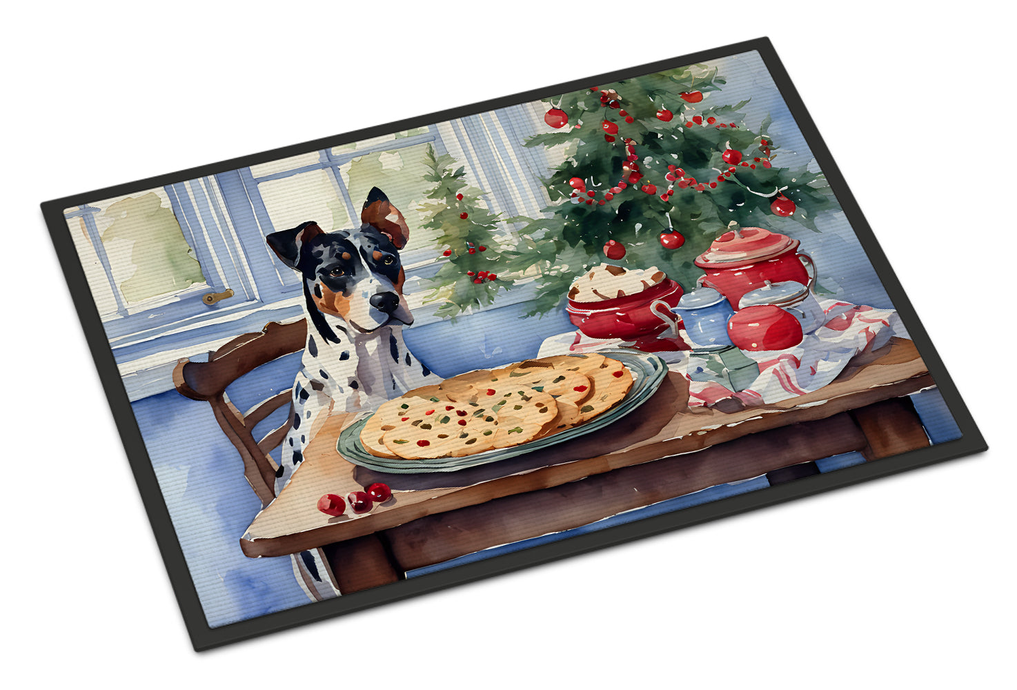 Catahoula Christmas Cookies Doormat Indoor Outdoor 18H X 27W Front Door Mat Rugs for Entryway, Non Slip Washable