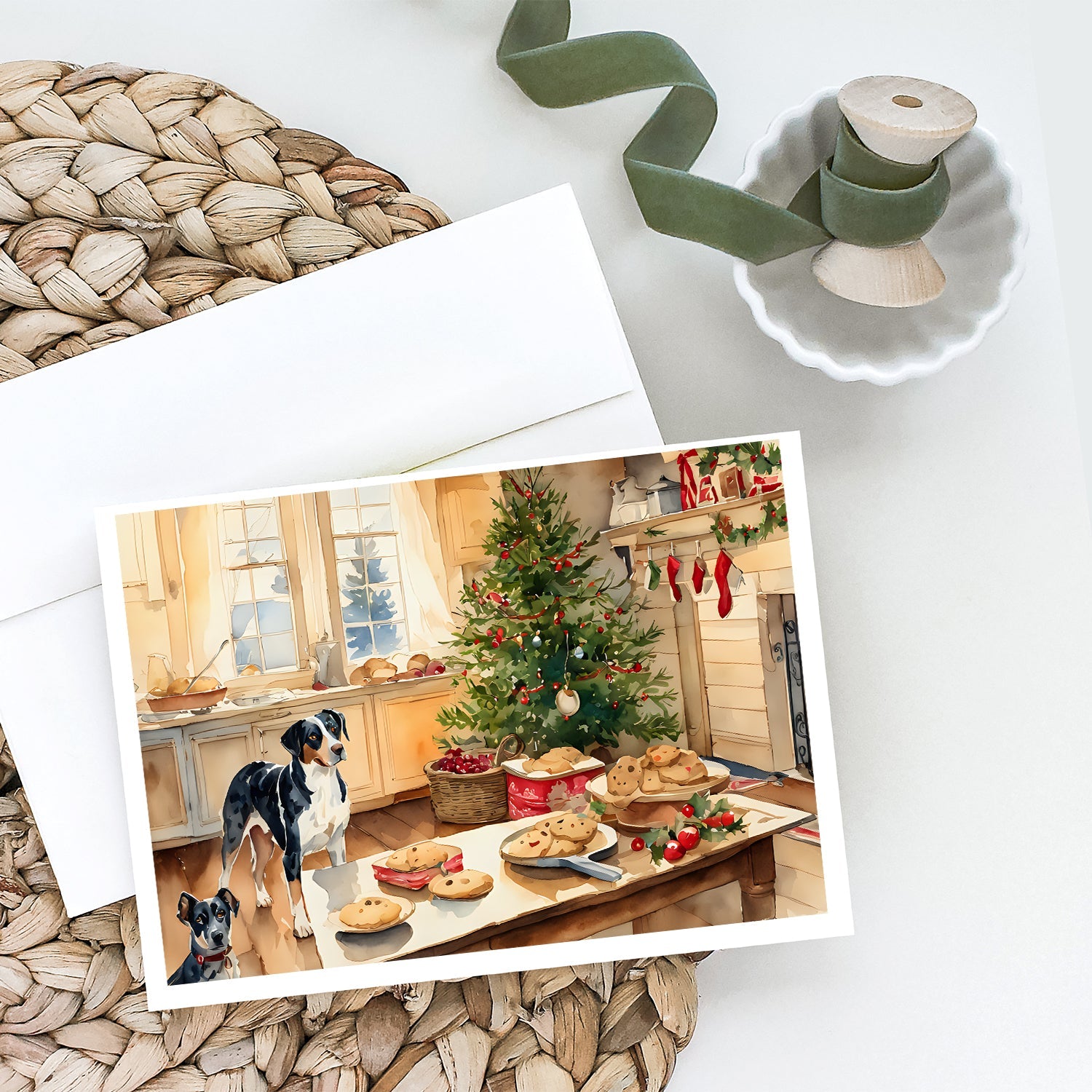 Catahoula Christmas Cookies Greeting Cards Pack of 8 Blank Cards with Envelopes Whimsical A7 Size 5x7