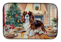 Cavalier Spaniel Christmas Cookies Dish Drying Mat Absorbent Dish Drying Mat Pad for Kitchen Counter Dish Drainer Mat for Countertop, 14 x 21", Multicolor