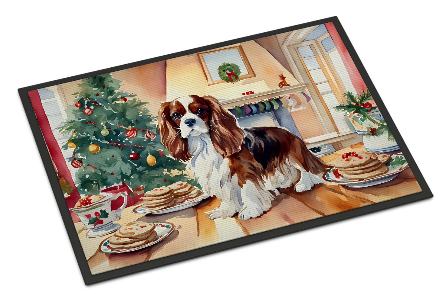 Cavalier Spaniel Christmas Cookies Doormat Indoor Outdoor 24H X 36W Front Door Mat Rugs for Entryway, Non Slip Washable Low Pile,