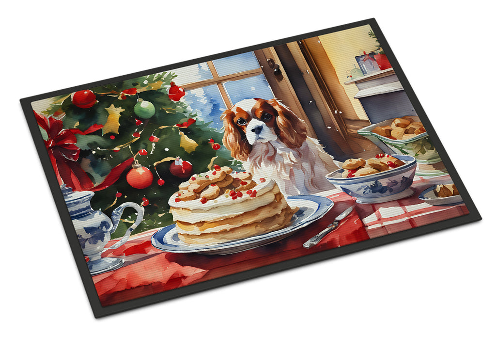 Cavalier Spaniel Christmas Cookies Doormat Indoor Outdoor 24H X 36W Front Door Mat Rugs for Entryway, Non Slip Washable Low Pile,