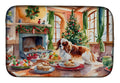 Cavalier Spaniel Christmas Cookies Dish Drying Mat Absorbent Dish Drying Mat Pad for Kitchen Counter Dish Drainer Mat for Countertop, 14 x 21", Multicolor