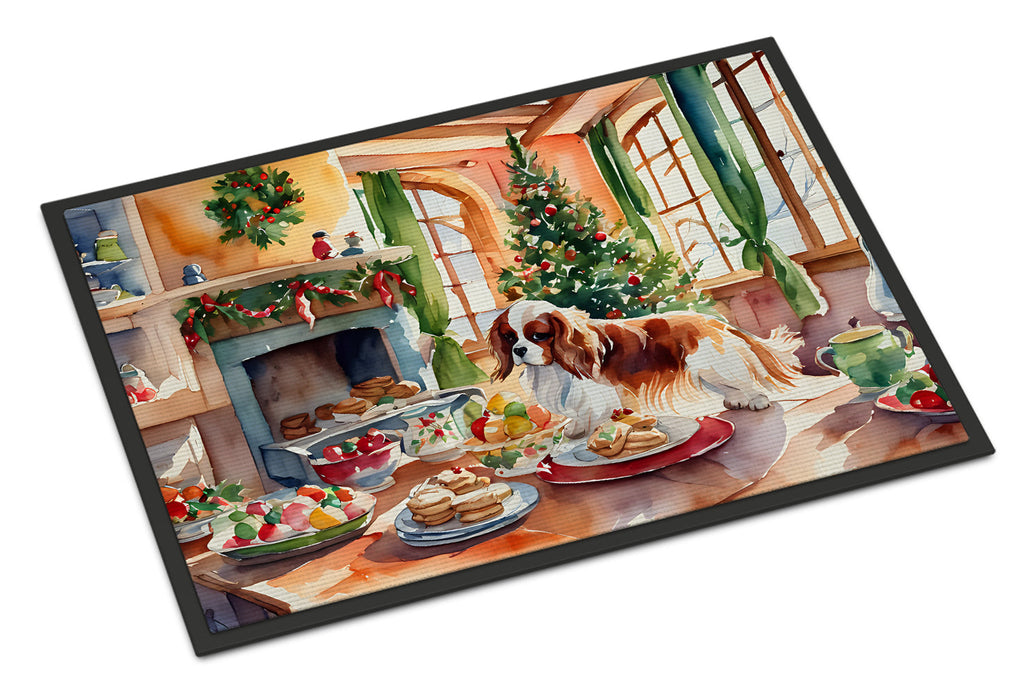 Cavalier Spaniel Christmas Cookies Doormat Indoor Outdoor 24H X 36W Front Door Mat Rugs for Entryway, Non Slip Washable Low Pile,