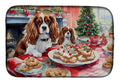 Cavalier Spaniel Christmas Cookies Dish Drying Mat Absorbent Dish Drying Mat Pad for Kitchen Counter Dish Drainer Mat for Countertop, 14 x 21", Multicolor