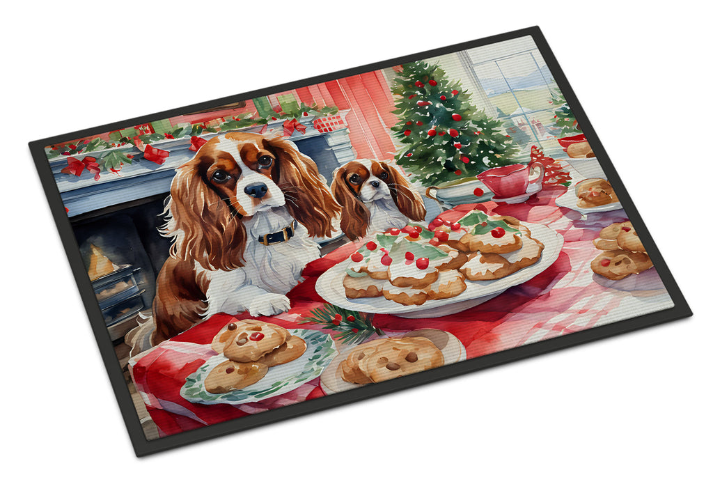 Cavalier Spaniel Christmas Cookies Doormat Indoor Outdoor 24H X 36W Front Door Mat Rugs for Entryway, Non Slip Washable Low Pile,
