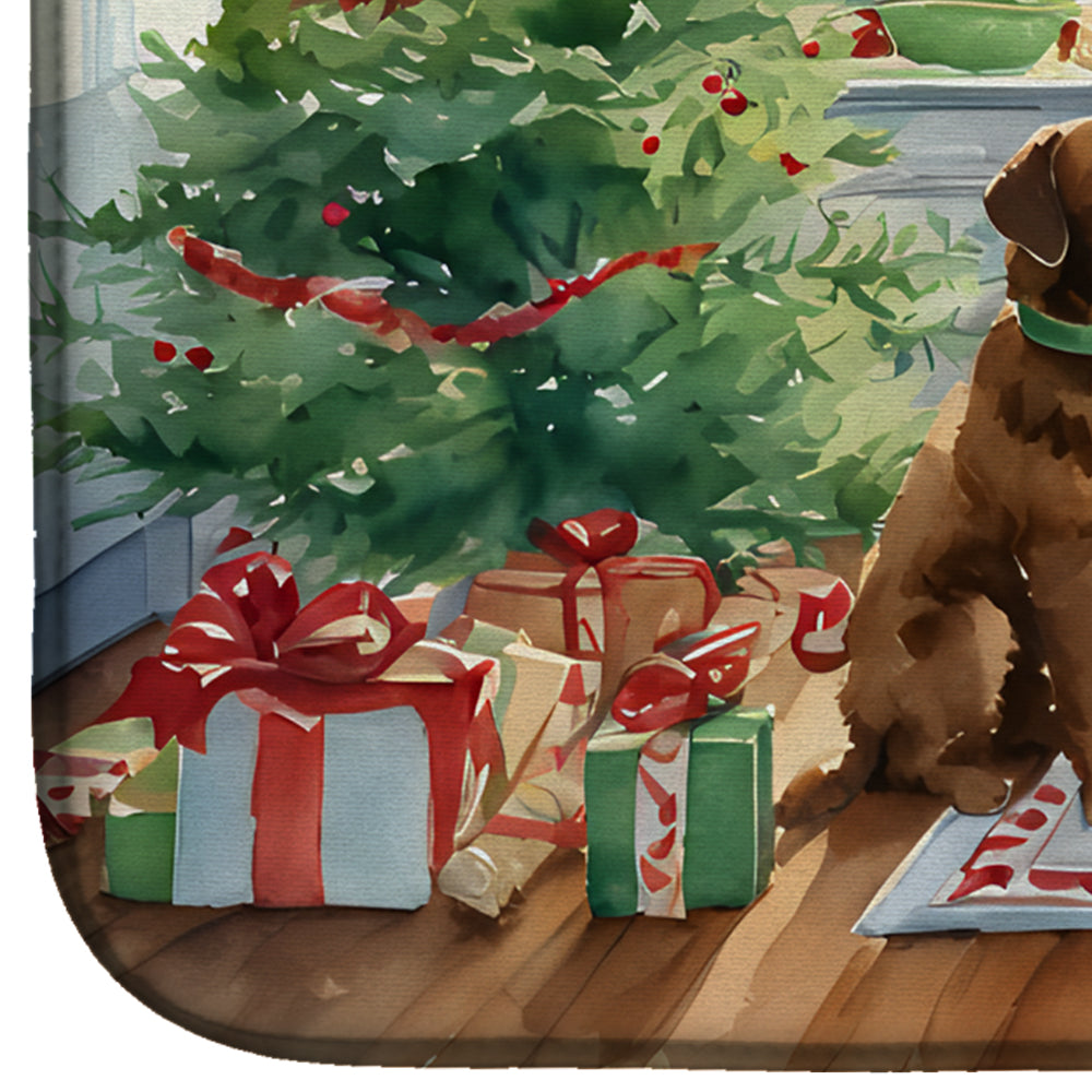 Chesapeake Bay Retriever Christmas Cookies Dish Drying Mat Absorbent Dish Drying Mat Pad for Kitchen Counter Dish Drainer Mat for Countertop, 14 x 21", Multicolor