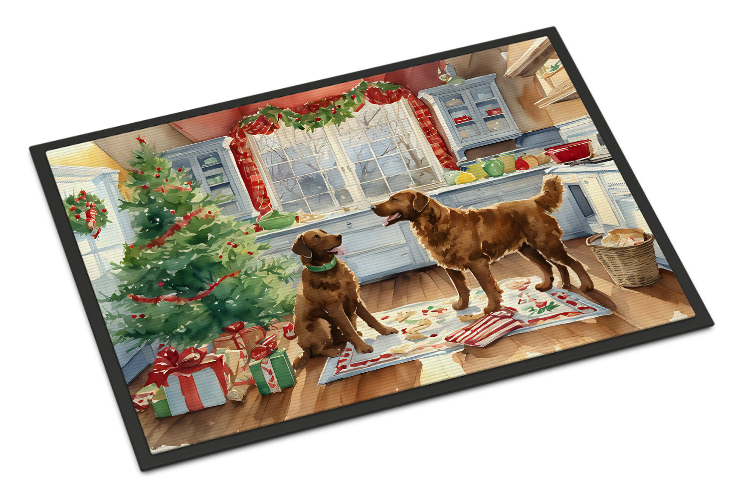 Chesapeake Bay Retriever Christmas Cookies Doormat Indoor Outdoor 18H X 27W Front Door Mat Rugs for Entryway, Non Slip Washable