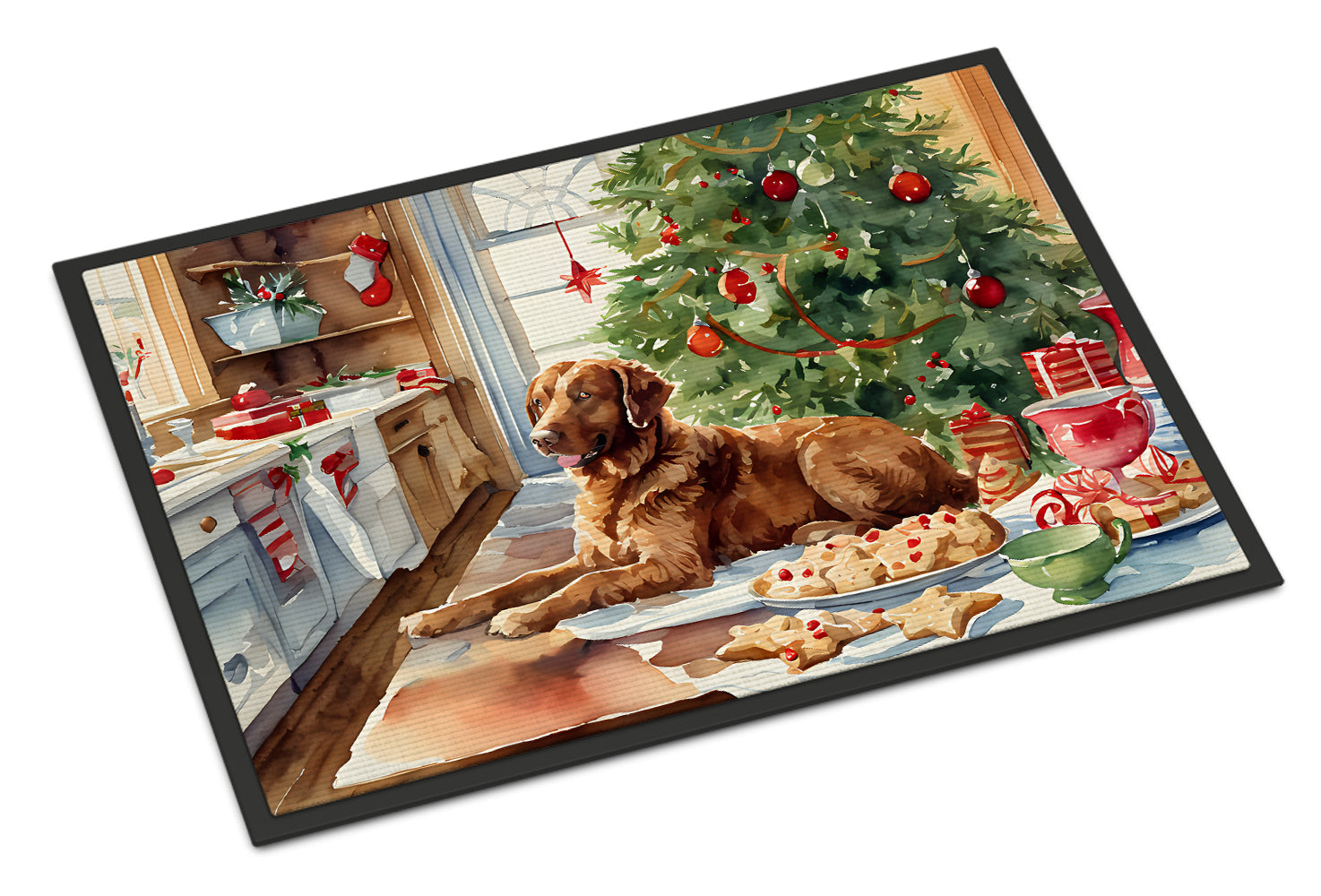 Chesapeake Bay Retriever Christmas Cookies Doormat Indoor Outdoor 18H X 27W Front Door Mat Rugs for Entryway, Non Slip Washable
