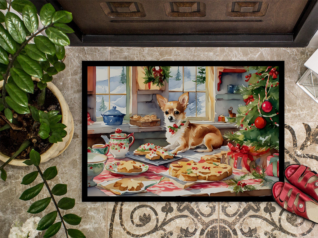 Chihuahua Christmas Cookies Doormat Indoor Outdoor 24H X 36W Front Door Mat Rugs for Entryway, Non Slip Washable Low Pile,
