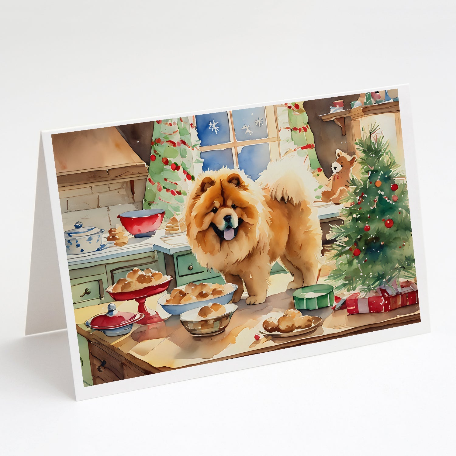 Chow Chow Christmas Cookies Greeting Cards Pack of 8 Blank Cards with Envelopes Whimsical A7 Size 5x7