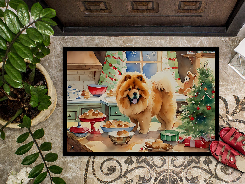 Chow Chow Christmas Cookies Doormat Indoor Outdoor 18H X 27W Front Door Mat Rugs for Entryway, Non Slip Washable