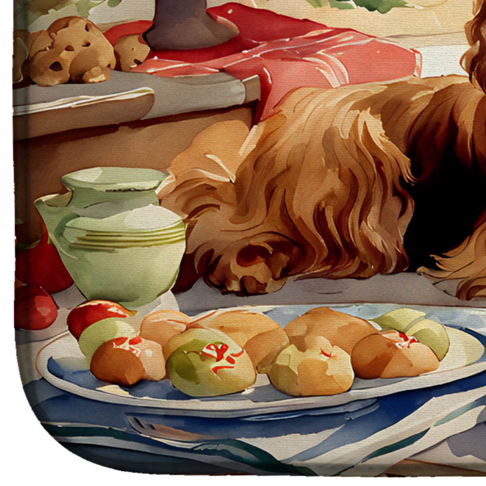 Cocker Spaniel Christmas Cookies Dish Drying Mat Absorbent Dish Drying Mat Pad for Kitchen Counter Dish Drainer Mat for Countertop, 14 x 21", Multicolor