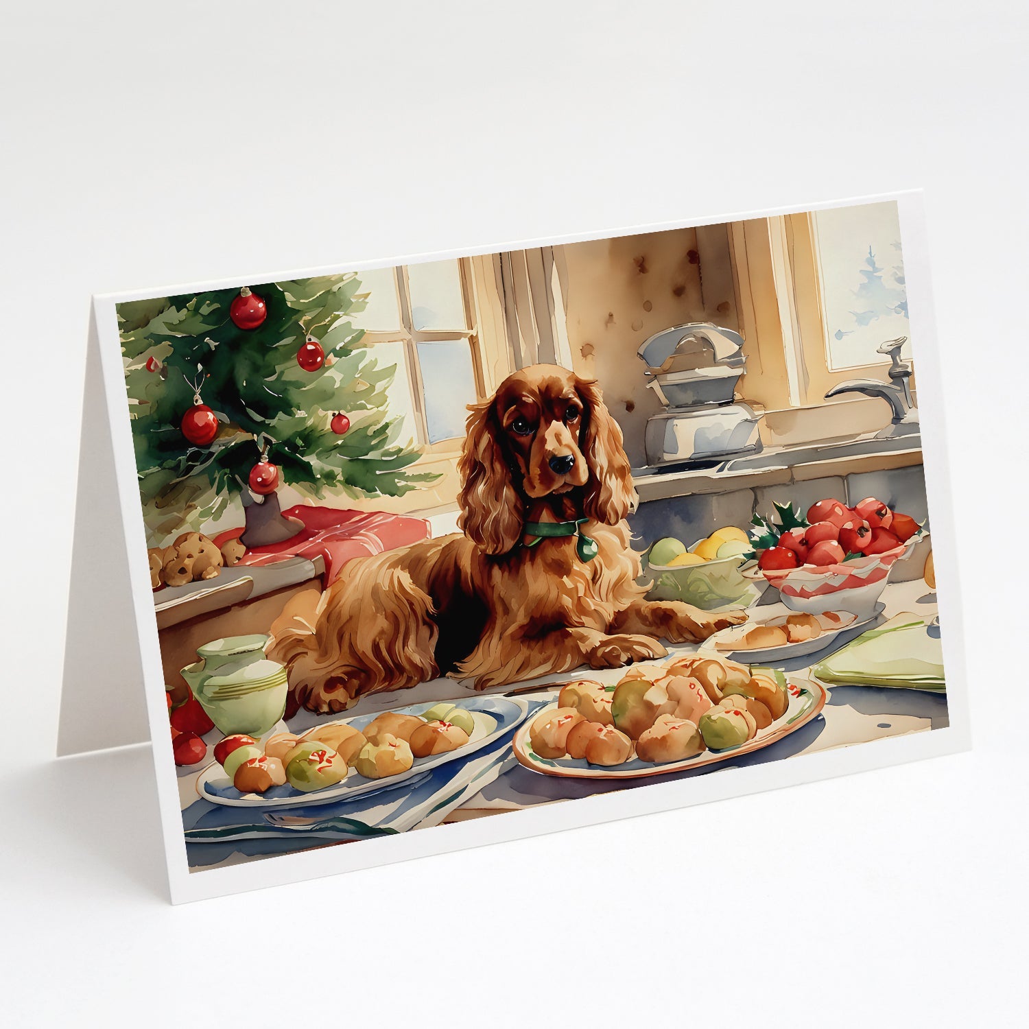 Cocker Spaniel Christmas Cookies Greeting Cards Pack of 8 Blank Cards with Envelopes Whimsical A7 Size 5x7