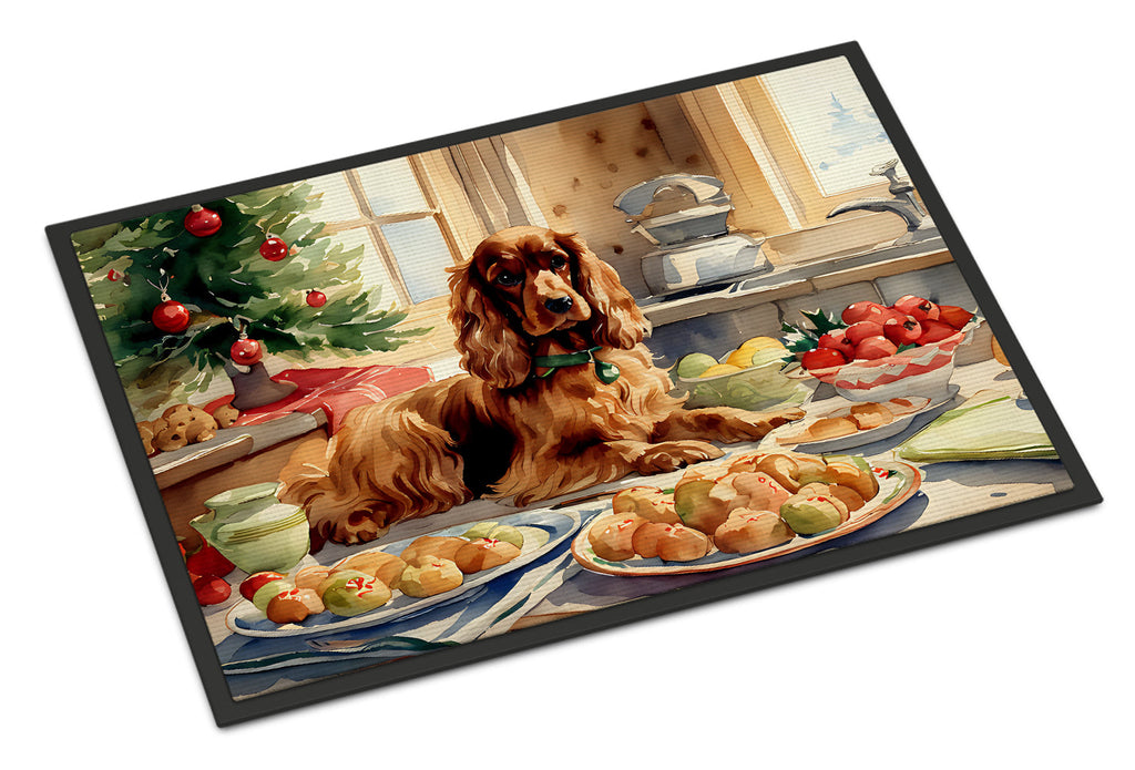 Cocker Spaniel Christmas Cookies Doormat Indoor Outdoor 18H X 27W Front Door Mat Rugs for Entryway, Non Slip Washable