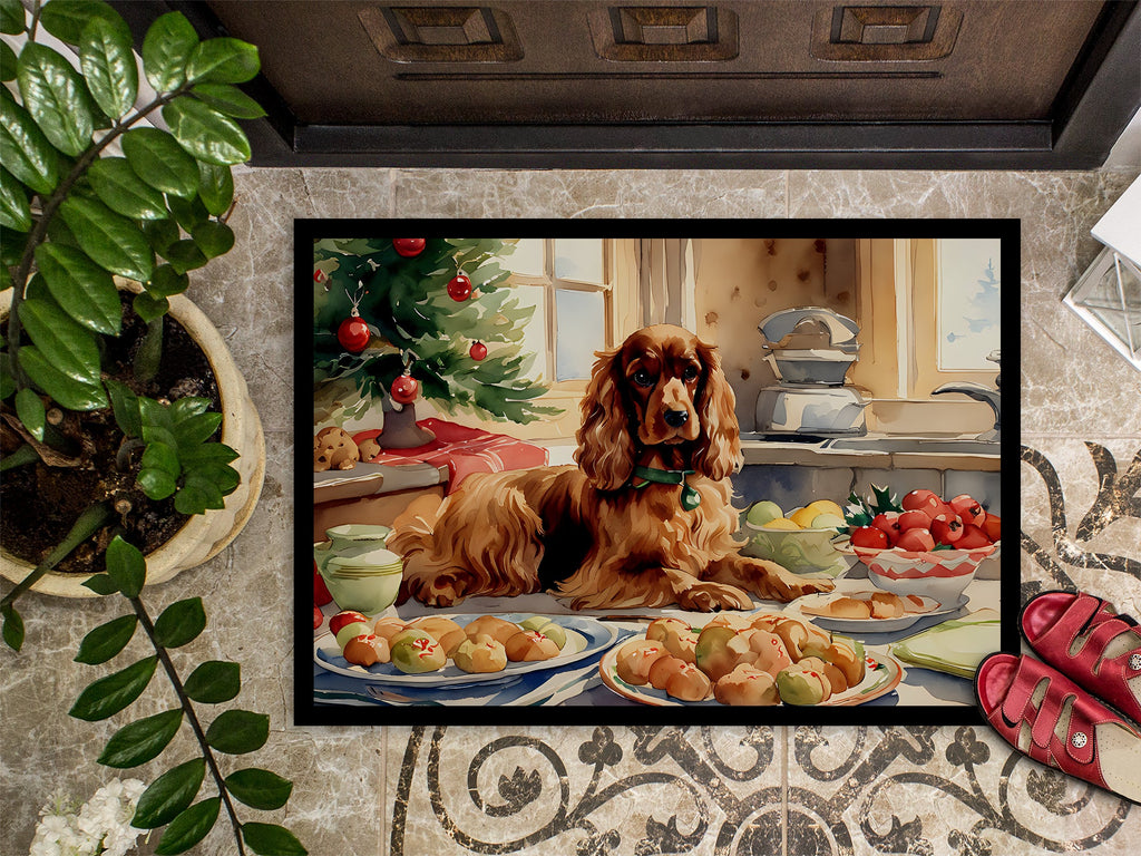 Cocker Spaniel Christmas Cookies Doormat Indoor Outdoor 18H X 27W Front Door Mat Rugs for Entryway, Non Slip Washable