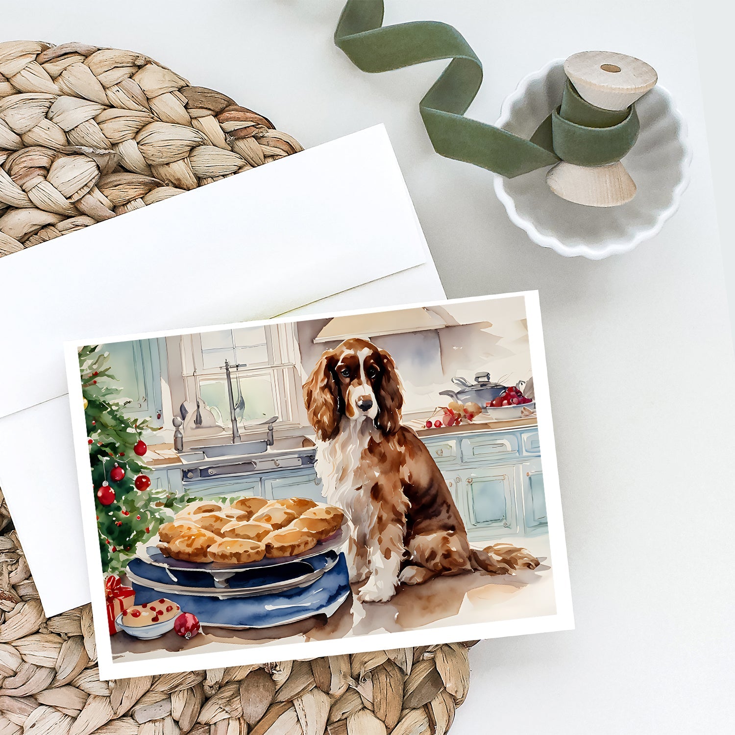 Cocker Spaniel Christmas Cookies Greeting Cards Pack of 8 Blank Cards with Envelopes Whimsical A7 Size 5x7