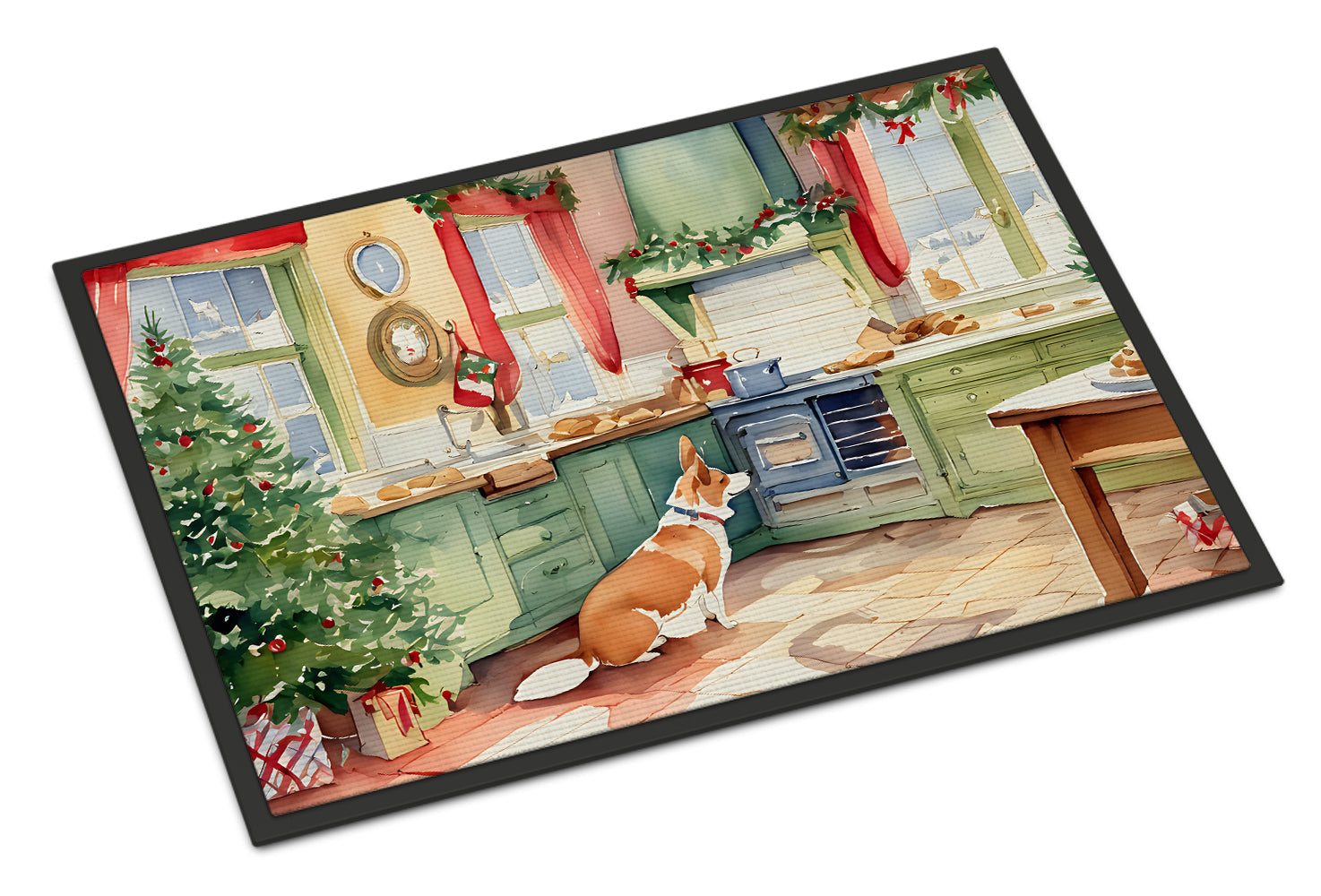 Corgi Christmas Cookies Doormat Indoor Outdoor 18H X 27W Front Door Mat Rugs for Entryway, Non Slip Washable
