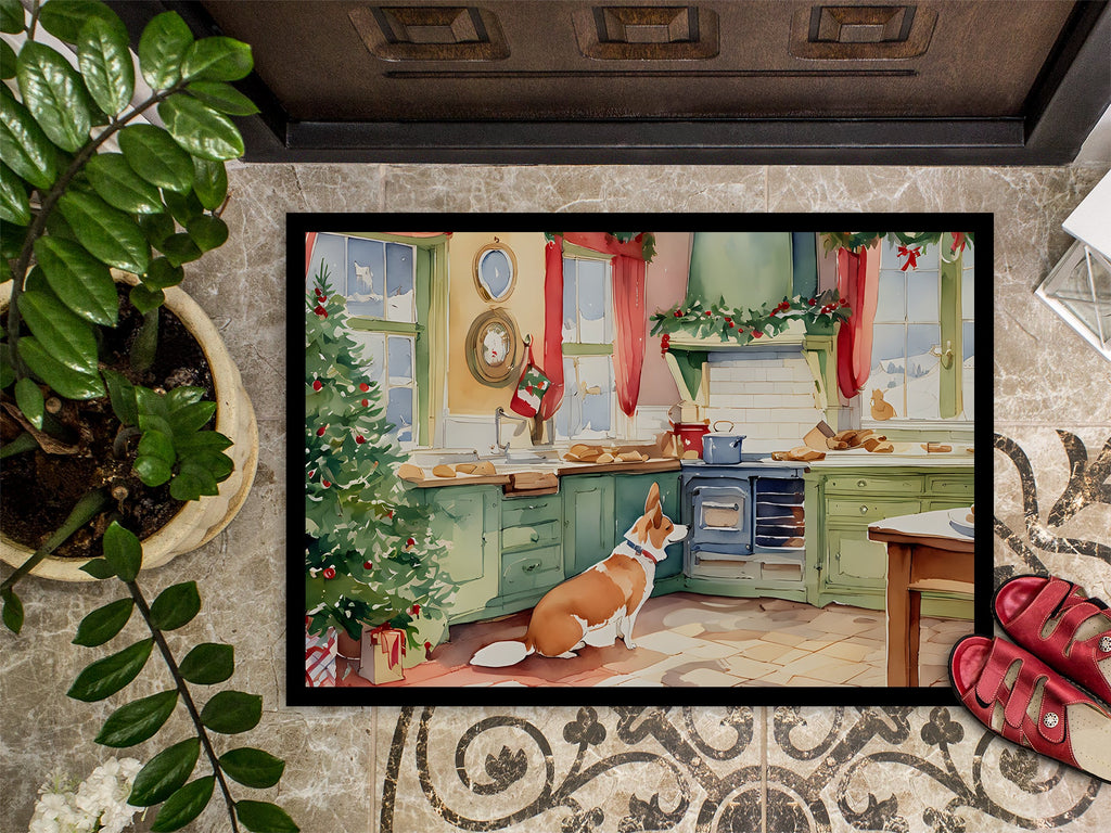 Corgi Christmas Cookies Doormat Indoor Outdoor 18H X 27W Front Door Mat Rugs for Entryway, Non Slip Washable