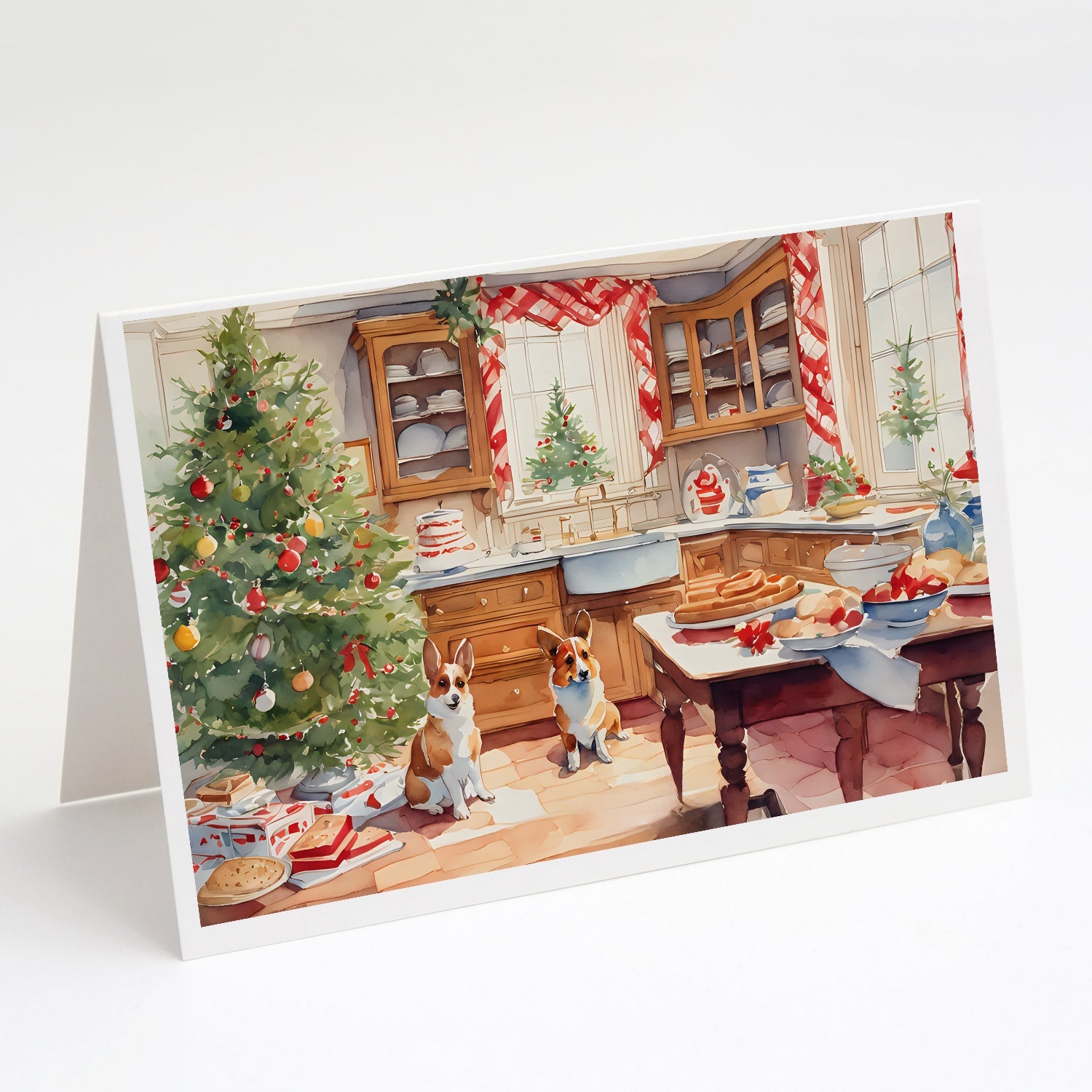 Corgi Christmas Cookies Greeting Cards Pack of 8 Blank Cards with Envelopes Whimsical A7 Size 5x7