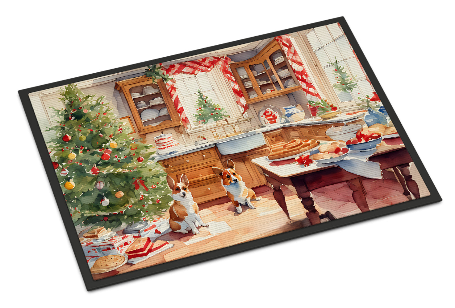Corgi Christmas Cookies Doormat Indoor Outdoor 18H X 27W Front Door Mat Rugs for Entryway, Non Slip Washable
