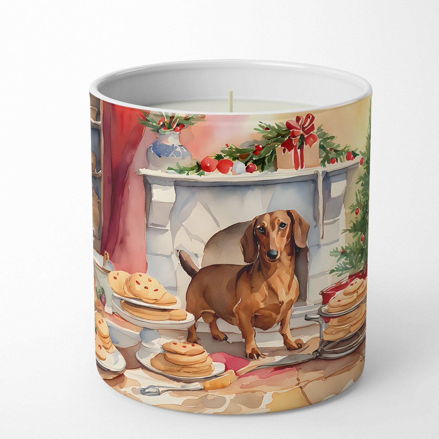Dachshund Christmas Cookies Decorative Soy Candle Nature Soy Wax Essential Oil Home Decor Ideal for Bedroom Kitchen Bath Office Gift, 10 oz