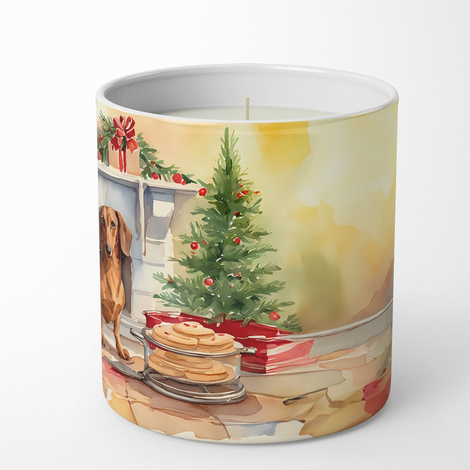 Dachshund Christmas Cookies Decorative Soy Candle Nature Soy Wax Essential Oil Home Decor Ideal for Bedroom Kitchen Bath Office Gift, 10 oz