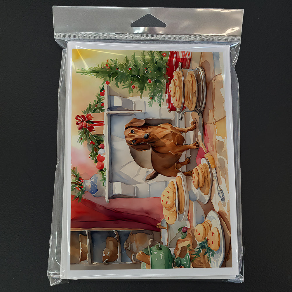 Dachshund Christmas Cookies Greeting Cards Pack of 8 Blank Cards with Envelopes Whimsical A7 Size 5x7
