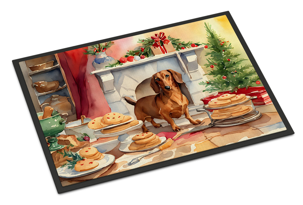 Dachshund Christmas Cookies Doormat Indoor Outdoor 18H X 27W Front Door Mat Rugs for Entryway, Non Slip Washable