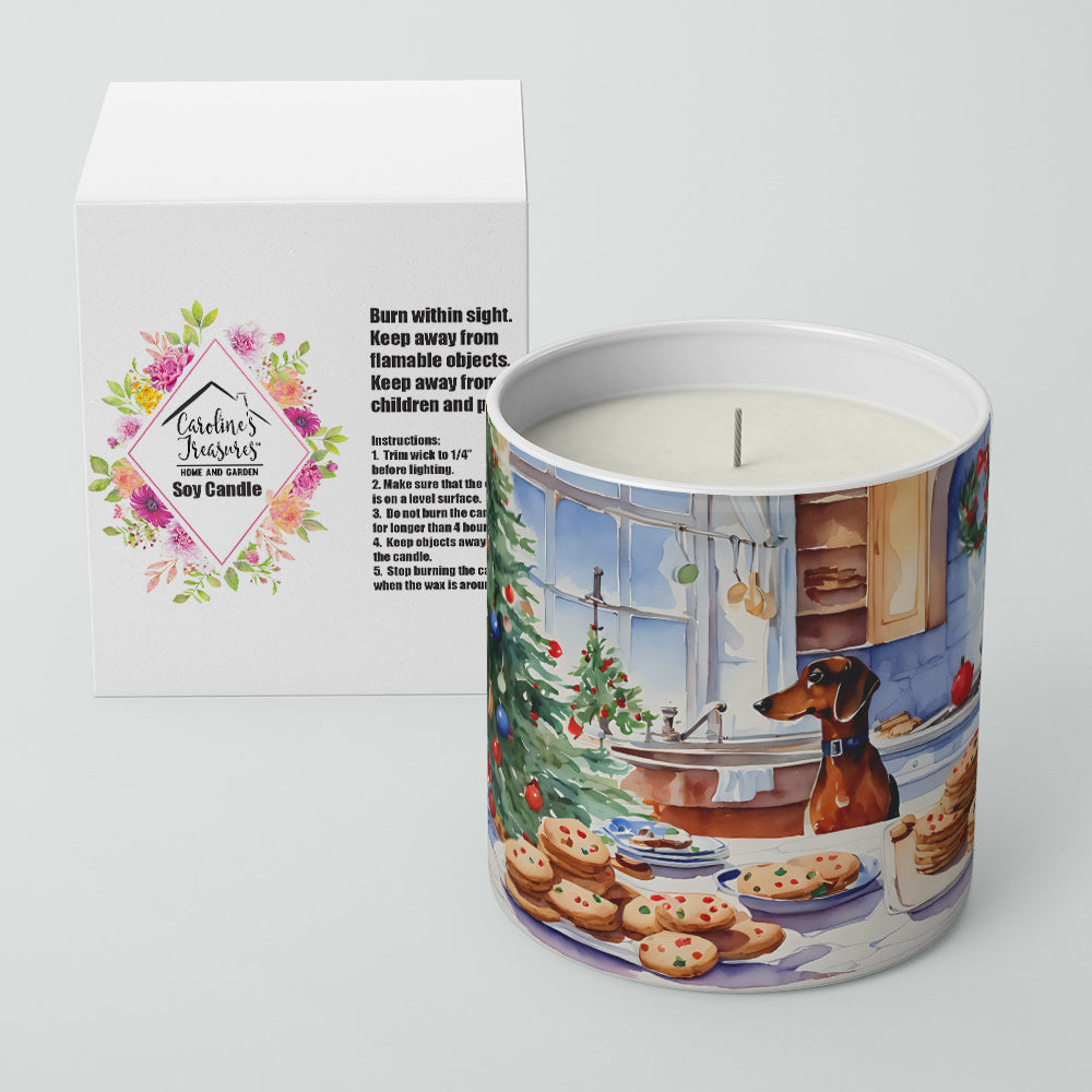 Dachshund Christmas Cookies Decorative Soy Candle Nature Soy Wax Essential Oil Home Decor Ideal for Bedroom Kitchen Bath Office Gift, 10 oz