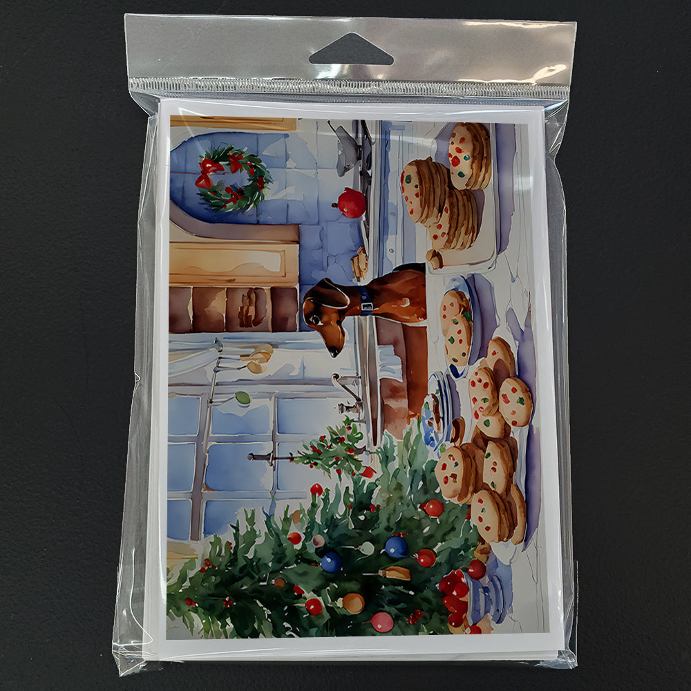 Dachshund Christmas Cookies Greeting Cards Pack of 8 Blank Cards with Envelopes Whimsical A7 Size 5x7