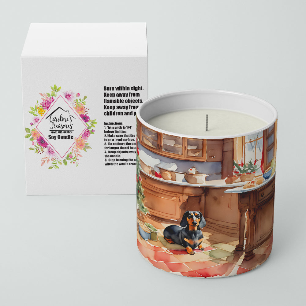 Dachshund Christmas Cookies Decorative Soy Candle Nature Soy Wax Essential Oil Home Decor Ideal for Bedroom Kitchen Bath Office Gift, 10 oz