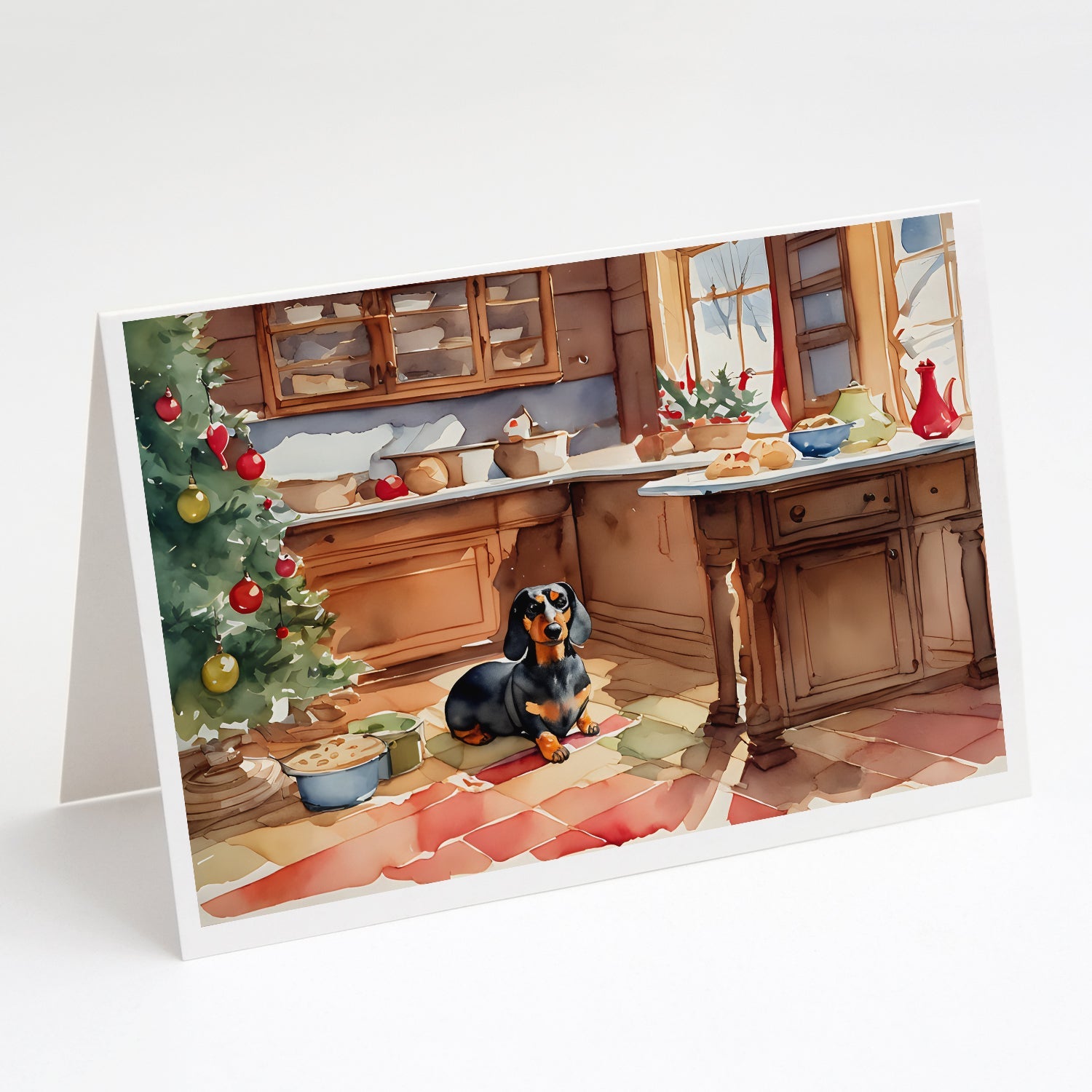 Dachshund Christmas Cookies Greeting Cards Pack of 8 Blank Cards with Envelopes Whimsical A7 Size 5x7