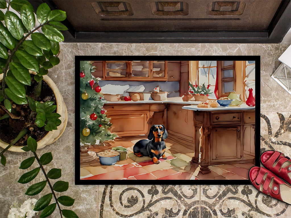 Dachshund Christmas Cookies Doormat Indoor Outdoor 24H X 36W Front Door Mat Rugs for Entryway, Non Slip Washable Low Pile,