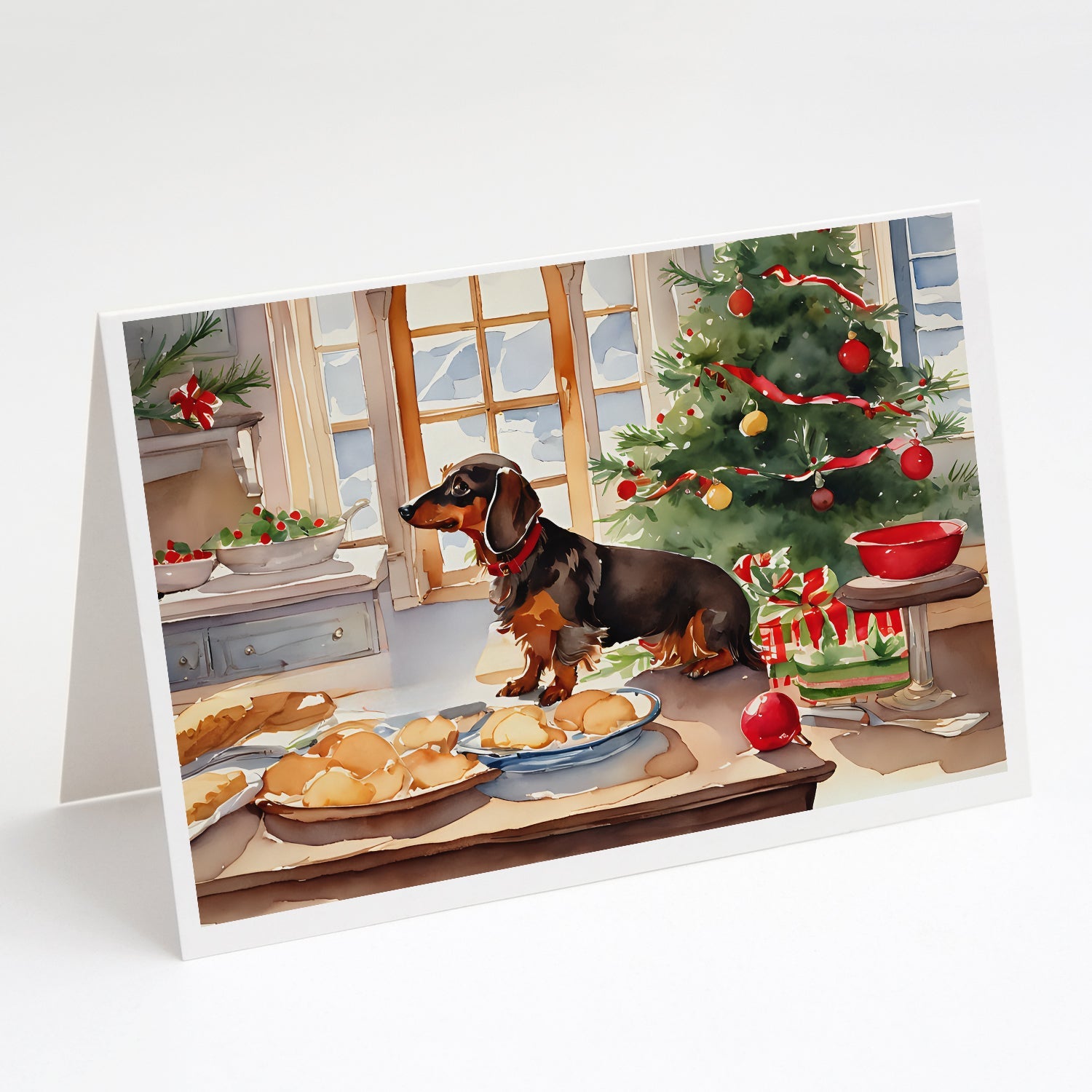 Dachshund Christmas Cookies Greeting Cards Pack of 8 Blank Cards with Envelopes Whimsical A7 Size 5x7