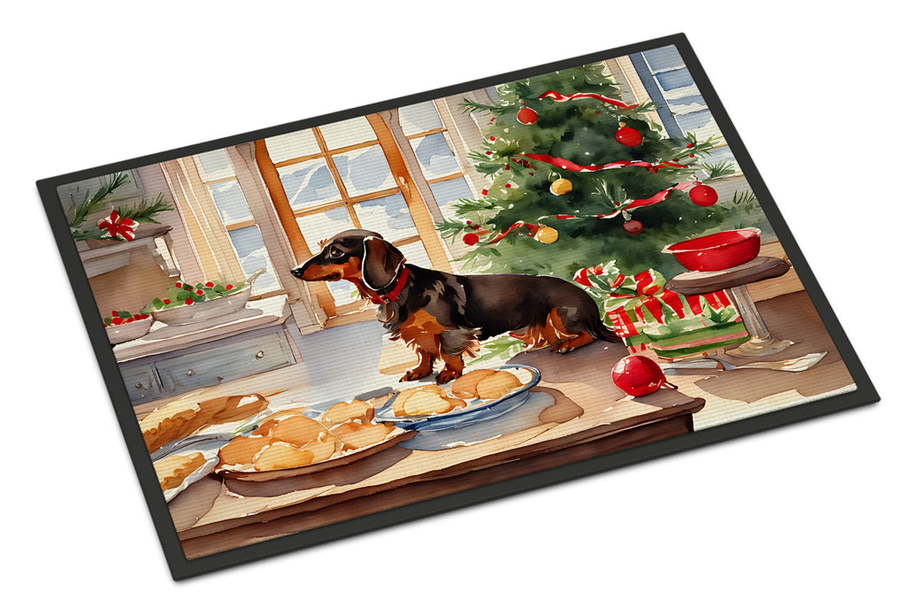 Dachshund Christmas Cookies Doormat Indoor Outdoor 18H X 27W Front Door Mat Rugs for Entryway, Non Slip Washable