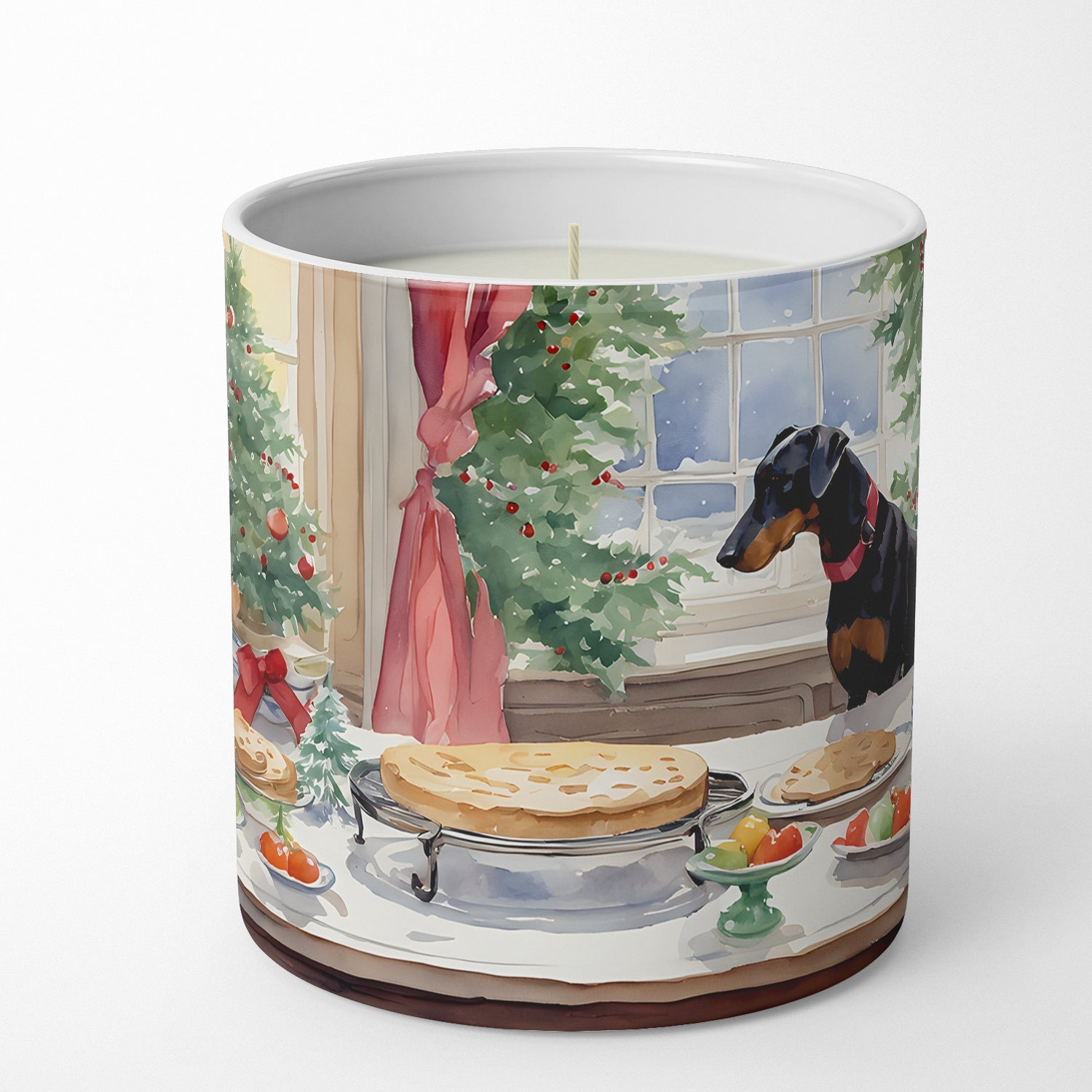 Doberman Pinscher Christmas Cookies Decorative Soy Candle Nature Soy Wax Essential Oil Home Decor Ideal for Bedroom Kitchen Bath Office Gift, 10 oz
