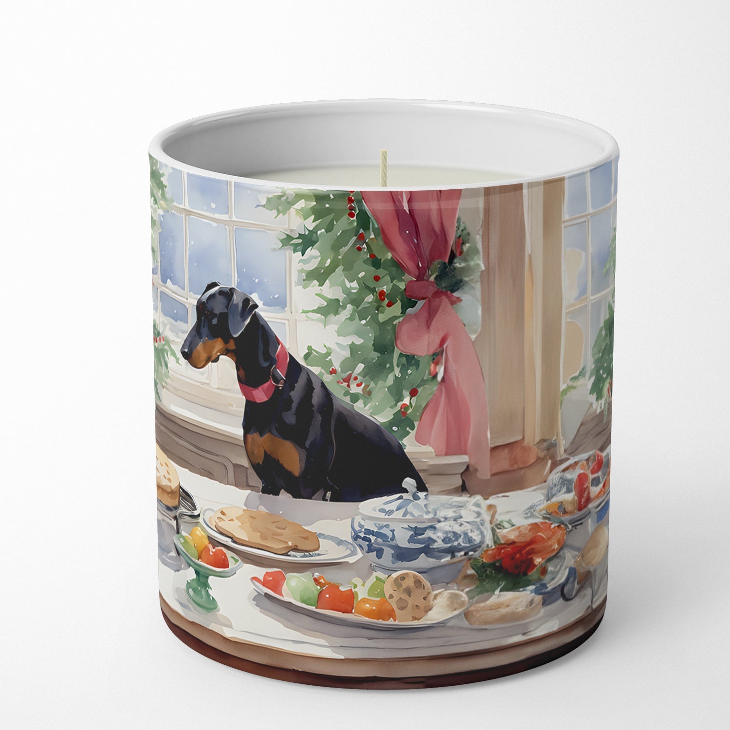 Doberman Pinscher Christmas Cookies Decorative Soy Candle Nature Soy Wax Essential Oil Home Decor Ideal for Bedroom Kitchen Bath Office Gift, 10 oz