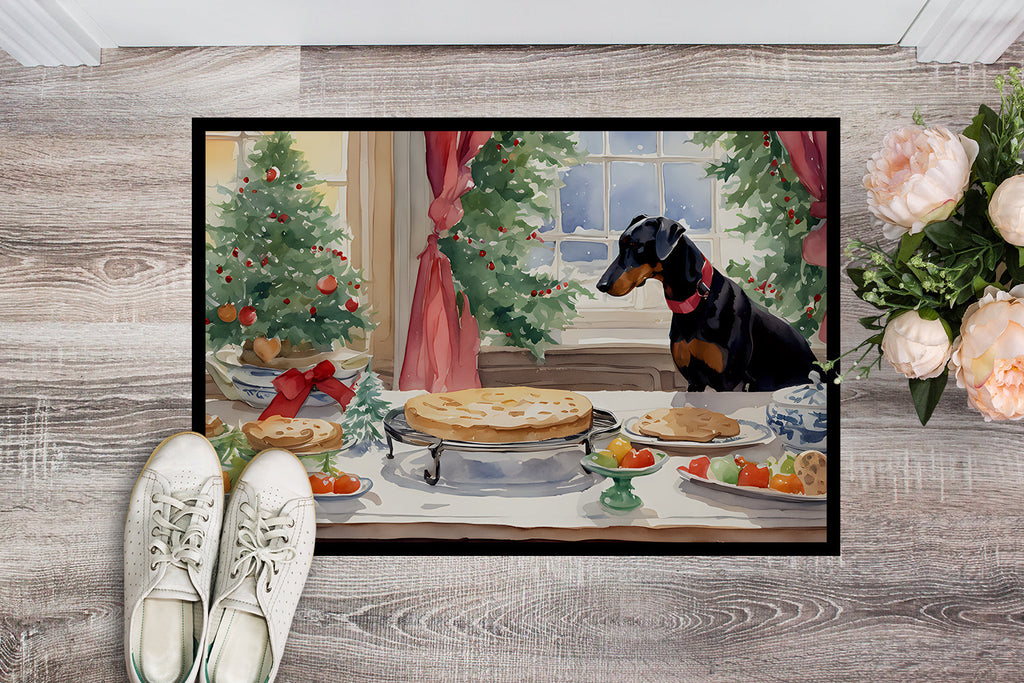 Doberman Pinscher Christmas Cookies Doormat Indoor Outdoor 24H X 36W Front Door Mat Rugs for Entryway, Non Slip Washable Low Pile,