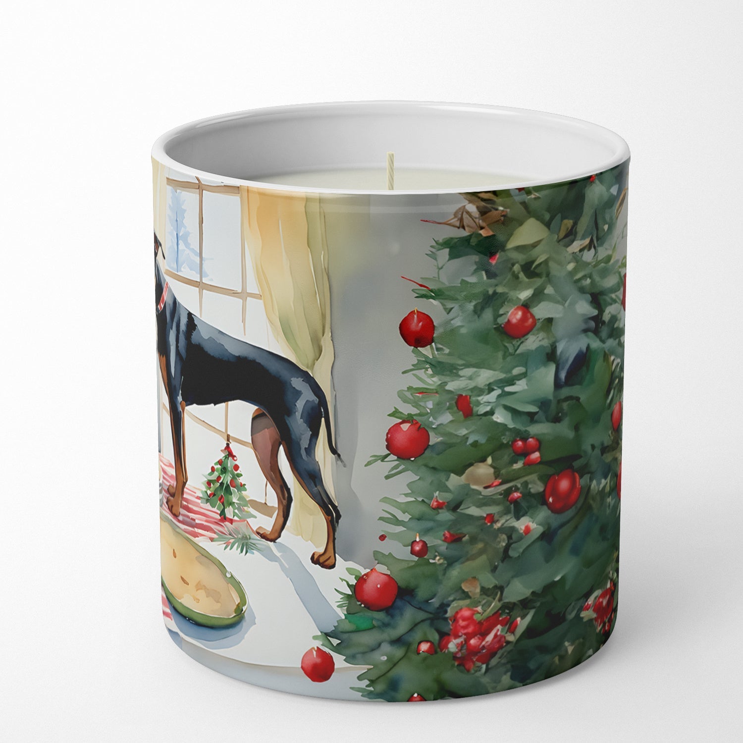 Doberman Pinscher Christmas Cookies Decorative Soy Candle Nature Soy Wax Essential Oil Home Decor Ideal for Bedroom Kitchen Bath Office Gift, 10 oz