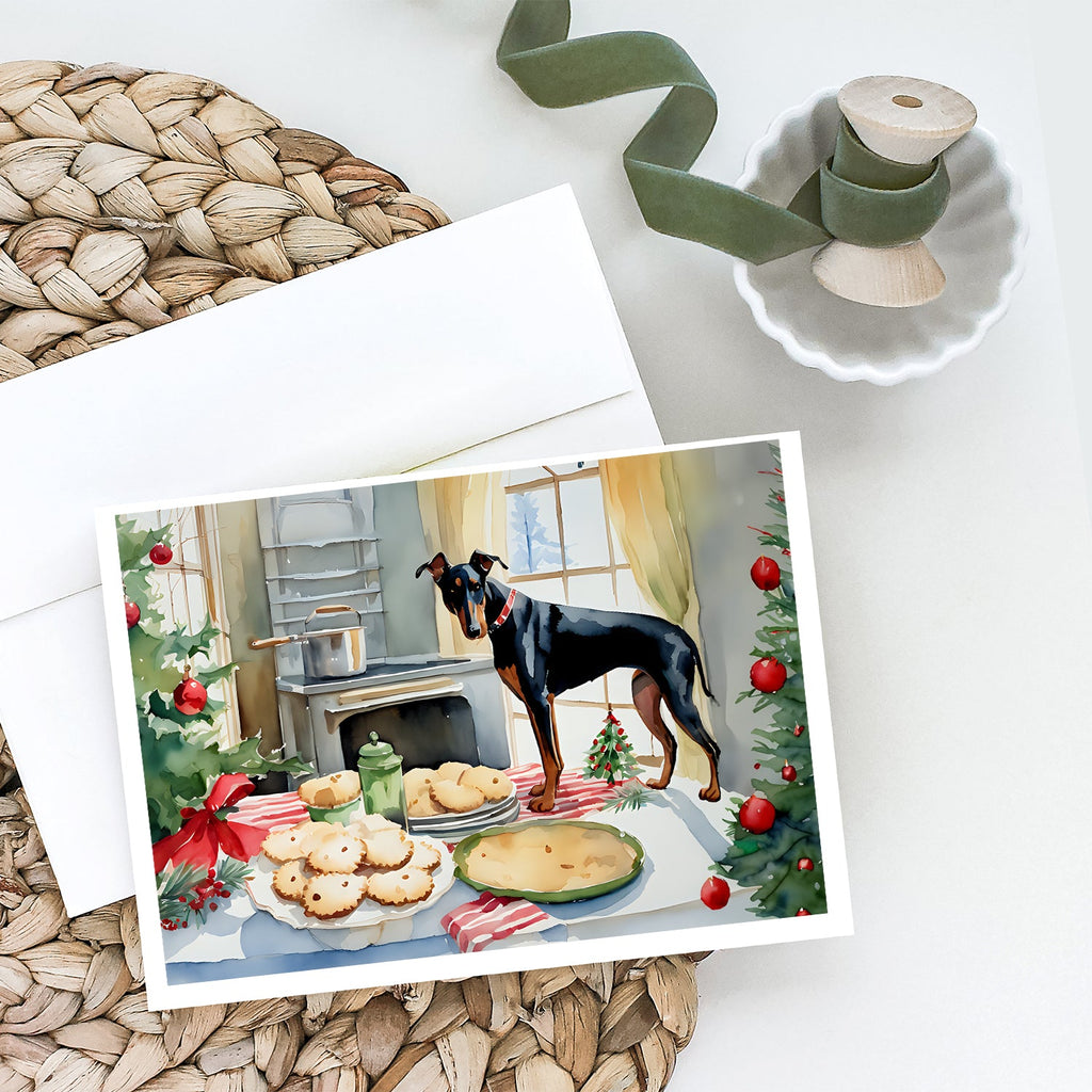 Doberman Pinscher Christmas Cookies Greeting Cards Pack of 8 Blank Cards with Envelopes Whimsical A7 Size 5x7
