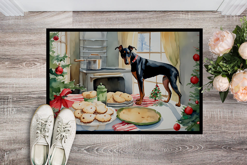 Doberman Pinscher Christmas Cookies Doormat Indoor Outdoor 24H X 36W Front Door Mat Rugs for Entryway, Non Slip Washable Low Pile,