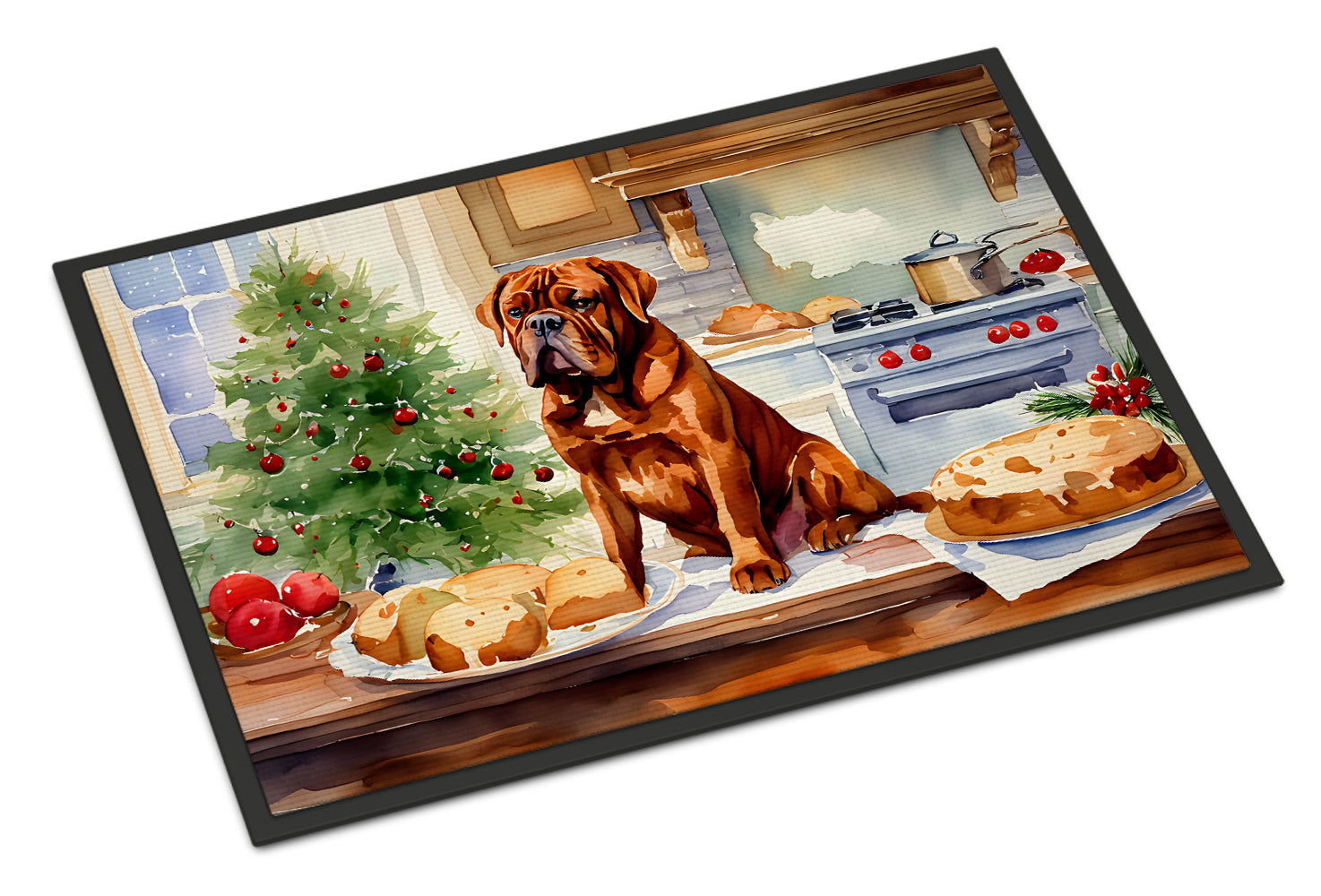 Dogue de Bordeaux Christmas Cookies Doormat Indoor Outdoor 24H X 36W Front Door Mat Rugs for Entryway, Non Slip Washable Low Pile,