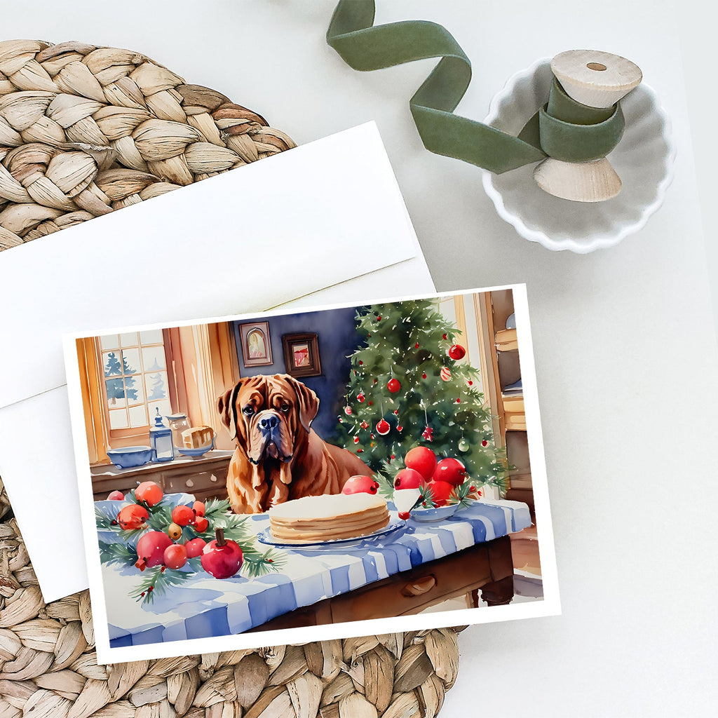 Dogue de Bordeaux Christmas Cookies Greeting Cards Pack of 8 Blank Cards with Envelopes Whimsical A7 Size 5x7