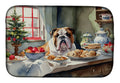 English Bulldog Christmas Cookies Dish Drying Mat Absorbent Dish Drying Mat Pad for Kitchen Counter Dish Drainer Mat for Countertop, 14 x 21", Multicolor