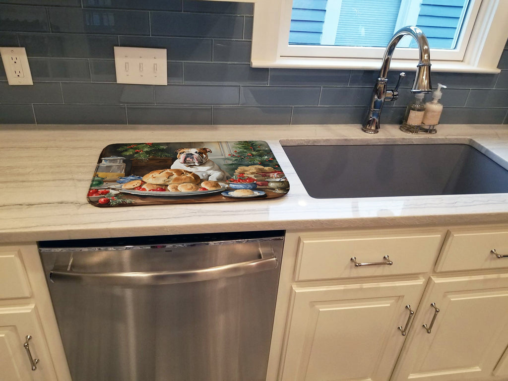 English Bulldog Christmas Cookies Dish Drying Mat Absorbent Dish Drying Mat Pad for Kitchen Counter Dish Drainer Mat for Countertop, 14 x 21", Multicolor