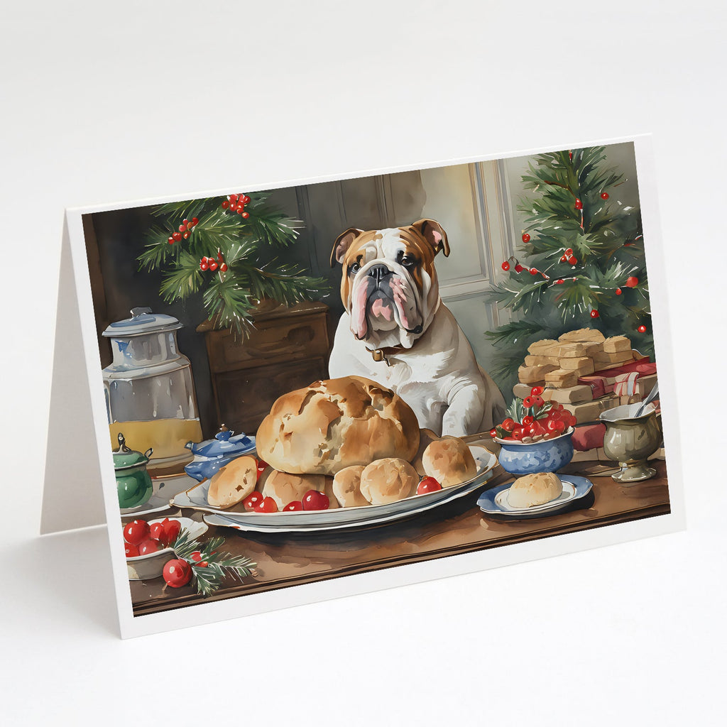 English Bulldog Christmas Cookies Greeting Cards Pack of 8 Blank Cards with Envelopes Whimsical A7 Size 5x7