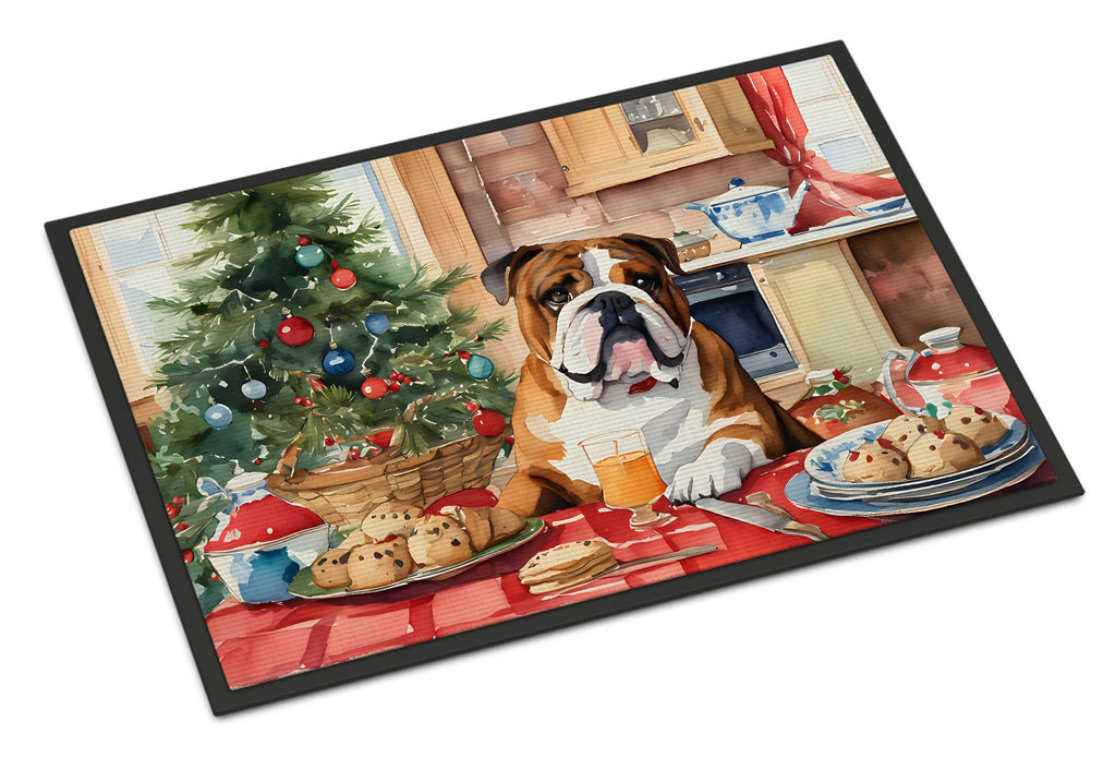 English Bulldog Christmas Cookies Doormat Indoor Outdoor 24H X 36W Front Door Mat Rugs for Entryway, Non Slip Washable Low Pile,